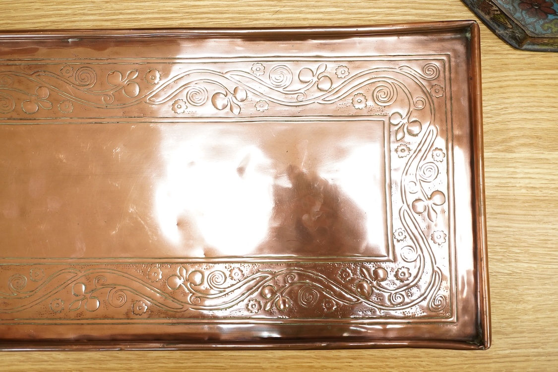 W. H. Mawson, Keswick, a copper Arts & Crafts tray, 58.5 x 25cm